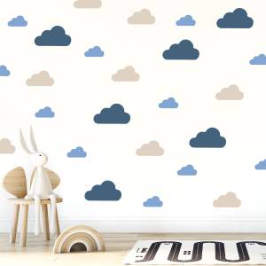 Seinäkoristeet: siniset höyhenenkevyet pilvet