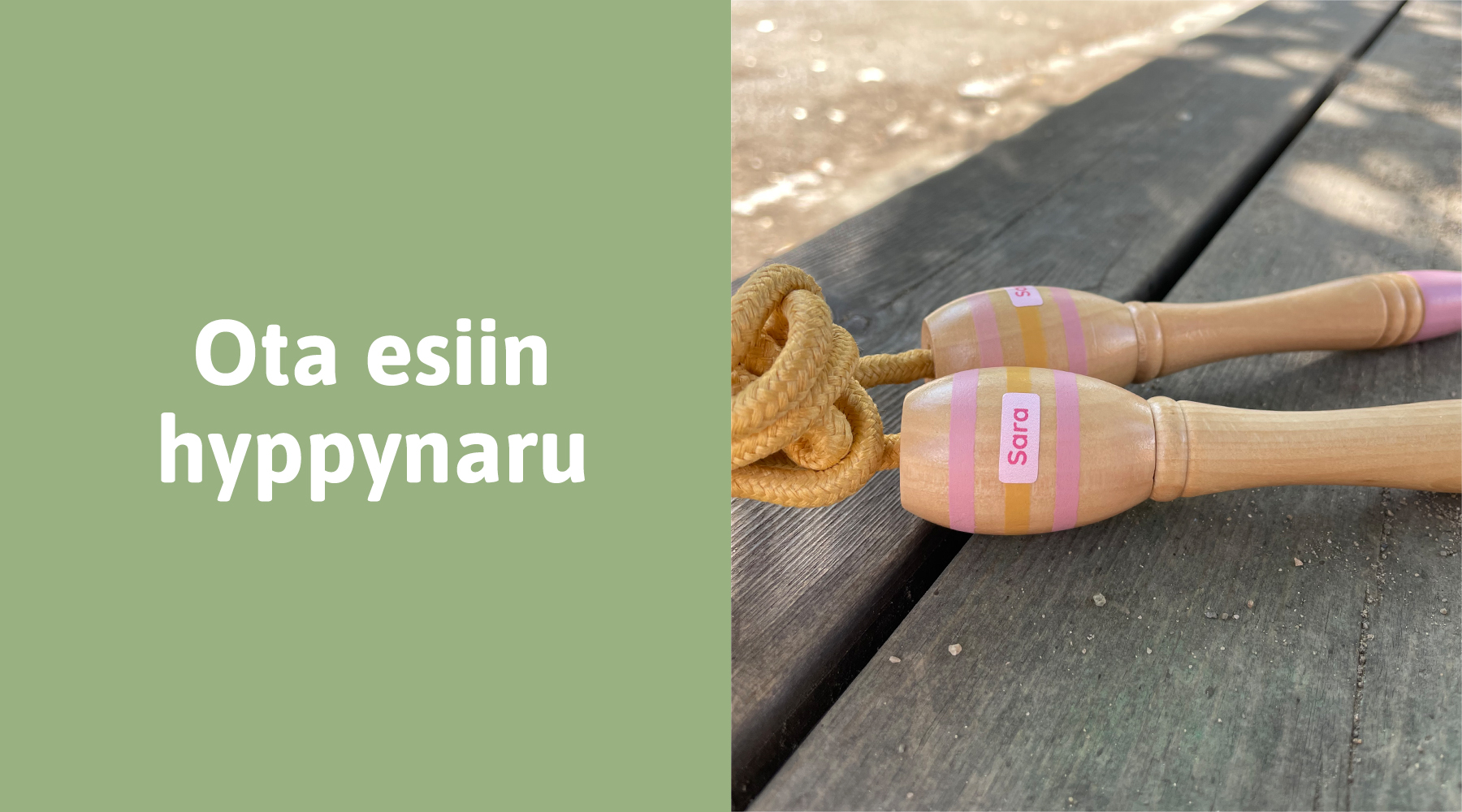 Lähikuva hyppynarusta, jossa on nimitarra