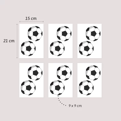 Futispelon kuva, joka esittää kuuden pallon kokoelmaa.
